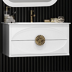 Opadiris Мебель для ванной Ибица 90 подвесная белая/золото – фотография-5